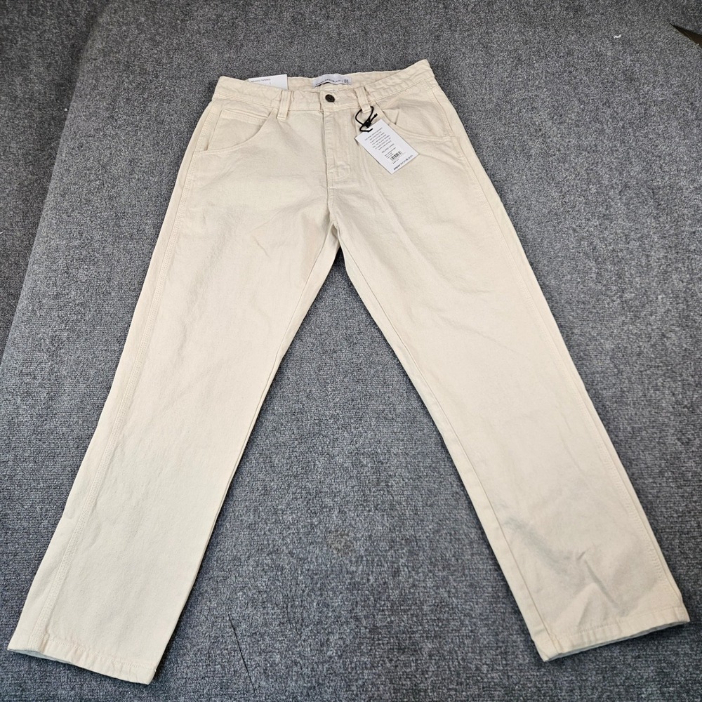 Paperdenim&cloth Mens Relaxed Tapered Fit Jeans Ecru 32x30 DU9U02ECRD7 NEW